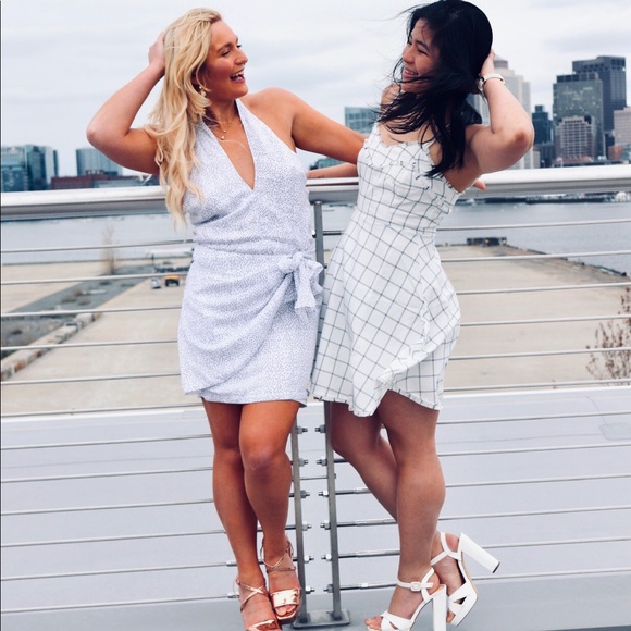 MOVING SALE ✨ White halter dress black dot print! - Picture 2 of 5